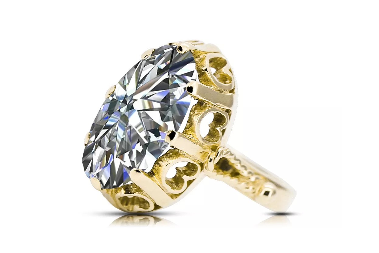 Stil Vintage Inel Zircon Aur galben 14K vrc134y